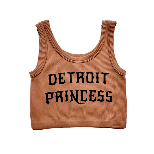 Limited Edition! Detroit Princess Cropped Light Brown TanK Top