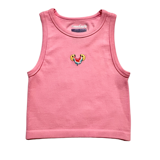 Limited Edition! Trippy Face Front Detroit Princess BacK Ribbed Cropped TanK Top